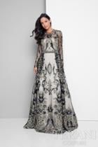 Terani Evening - Metallic Appliqued Illusion Gown 1712e3652