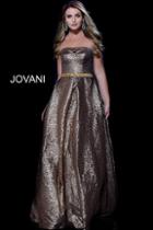 Jovani - 54816 Straight Strapless Shimmering Brocade Ballgown