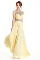 Aspeed - L1822 Ornate Illusion Bateau A-line Prom Dress