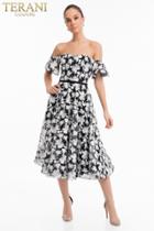 Terani Couture - 1822c7056 Printed Semi-sweetheart Tea Length Dress