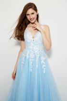 Angela And Alison - 81030 Floral Embroidered Pleated Evening Dress