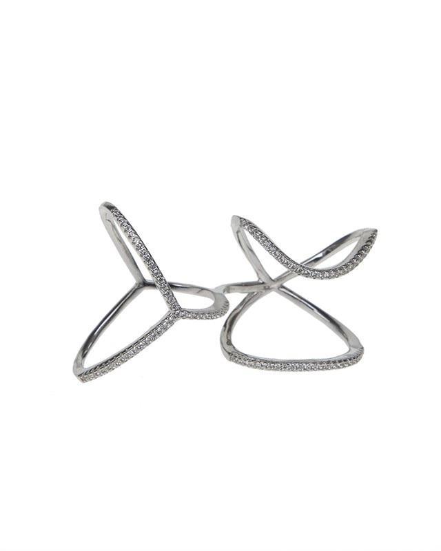 Cz By Kenneth Jay Lane - Geometric Double Finger Ring