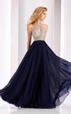 Clarisse - 3087 Geo-embellished Halter Cutout Gown
