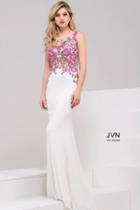 Jovani - Multi Floral Bateau Jersey Dress Jvn50045