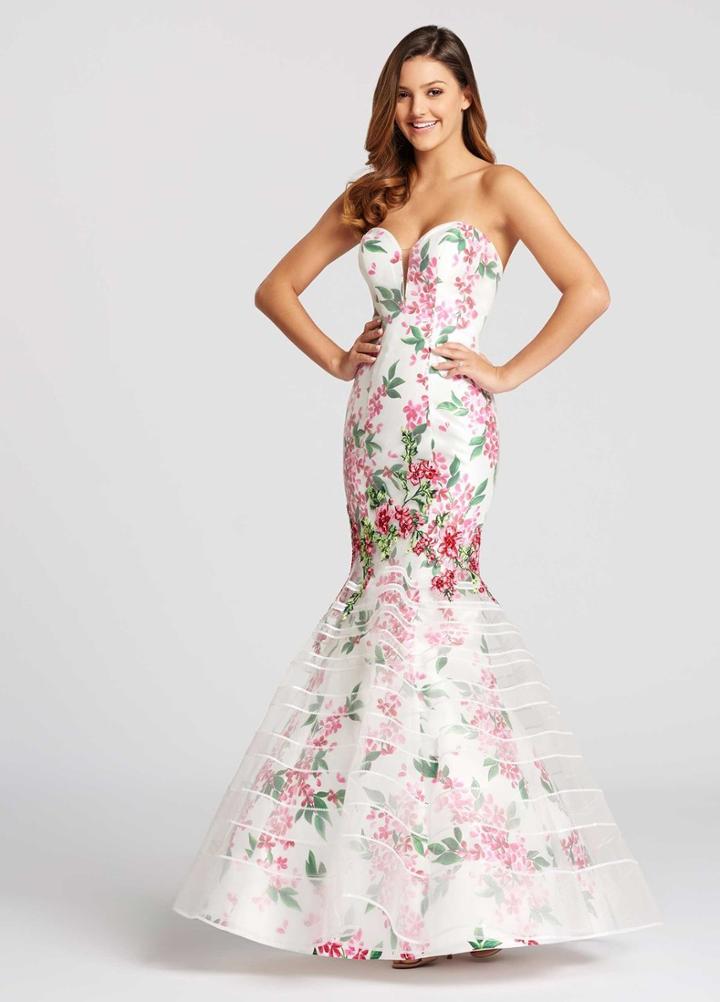 Ellie Wilde - Ew118089 Floral Deep Sweetheart Mermaid Dress