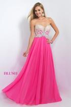 Blush - Embellished Sweetheart Chiffon A-line Gown 11097