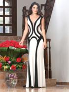 May Queen - Cap Sleeve Two Tone Jersey Long Dress Rq7371