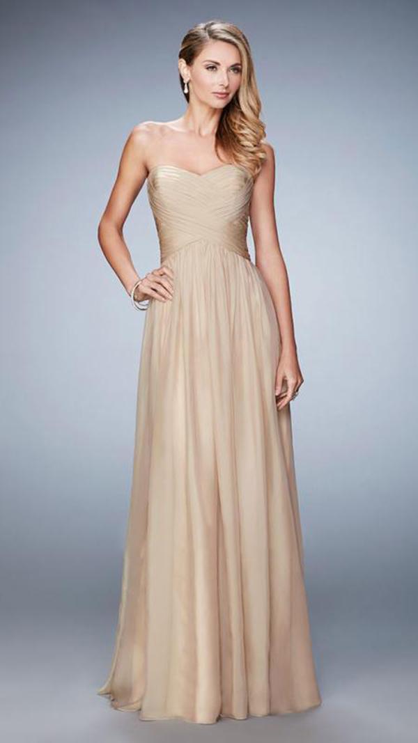 La Femme - 21257 Strapless Woven Bodice Gown