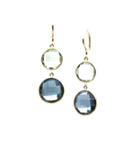 Tresor Collection - Green Amethyst & London Blue Topaz Simple Two Dangle Earrings In 18k Yellow Gold