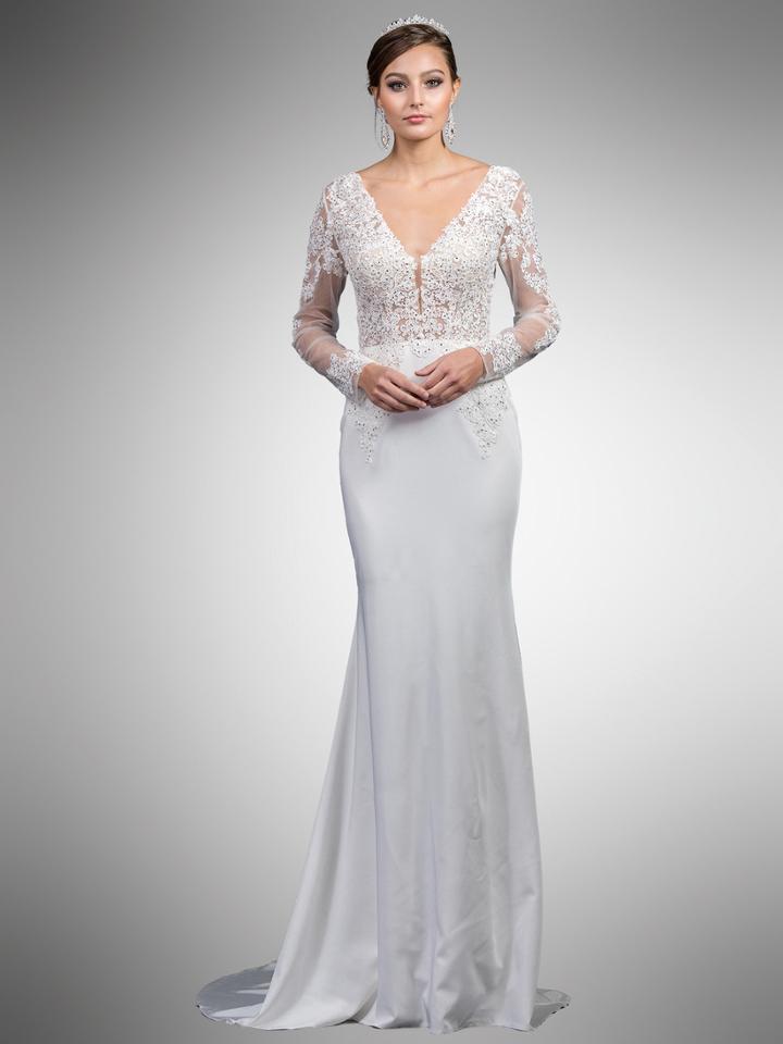 Dancing Queen - 52 Beaded Lace Long Sleeve V-neck Sheath Dress