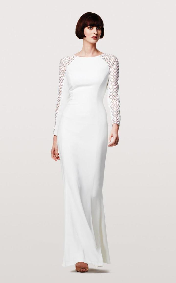 Daymor Couture - Dazzling Diamond Sleeved Evening Dress 161