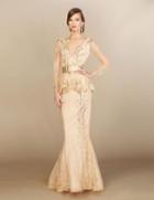 Mnm Couture - M0018w Embellished Lace Mermaid Gown