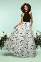 Zoey Grey - 31180 Solid High Neck Floral Print A-line Gown