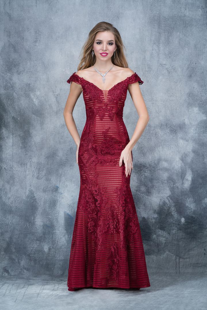 Nina Canacci - 8145 Appliqued Off-shoulder Trumpet Gown