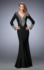 Gigi - 22714 Embellished V-neck Trumpet Dress