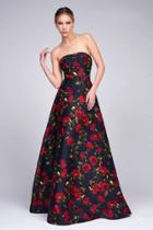 Ieena Duggal - Fit And Flare Bustier Gown In Black Rose 25263