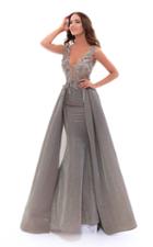 Tarik Ediz - 93444 Plunging Mermaid Gown With A-line Overskirt