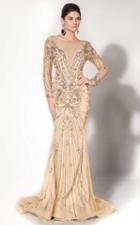 Mnm Couture - Beaded Illusion Bateau Trumpet Dress 10593w