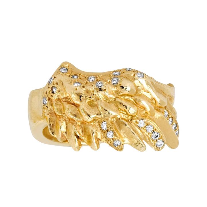 Logan Hollowell - New! Angel Wing With Sprinkled Diamonds Ring