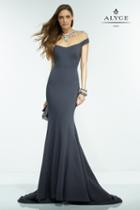 Alyce Paris Claudine - 2553 Long Dress In Charcoal Multi