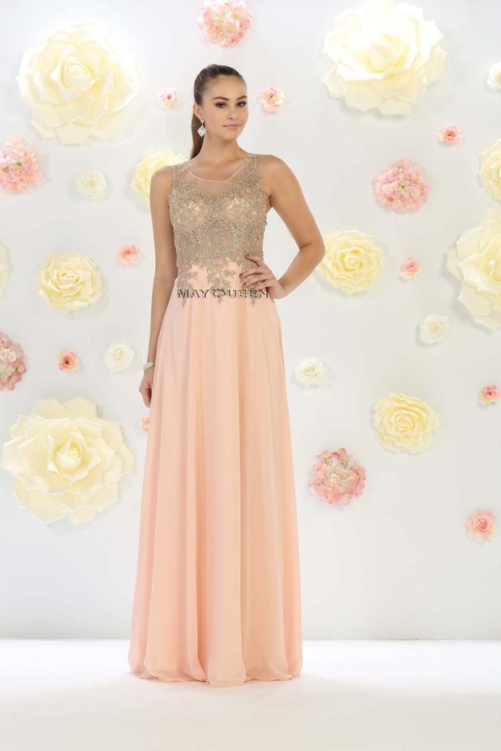 May Queen - Embellished Illusion Scoop A-line Dress