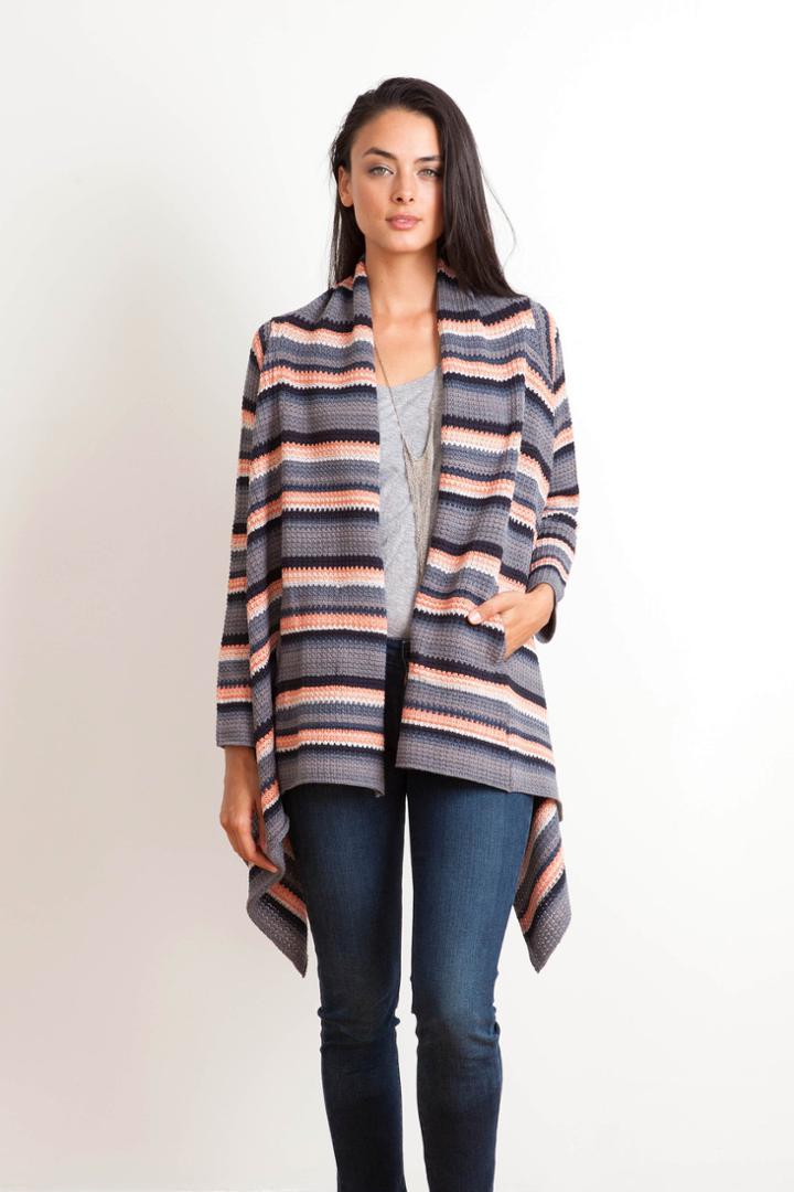 Goddis - Cheyenne Textured Drape Sweater In Azurean
