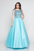 Milano Formals - E2318 Embellished Bateau Tulle Ballgown