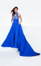 Terani Couture - Halter Long Gown With Sweep Train 1712p2884