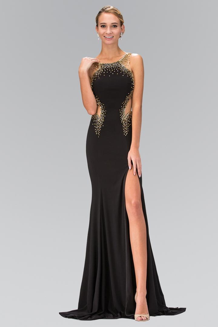 Elizabeth K - Bead Embellished Scoop Neck Gown Gl1399