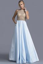 Aspeed - L2064 Bedazzled Illusion Jewel A-line Prom Dress