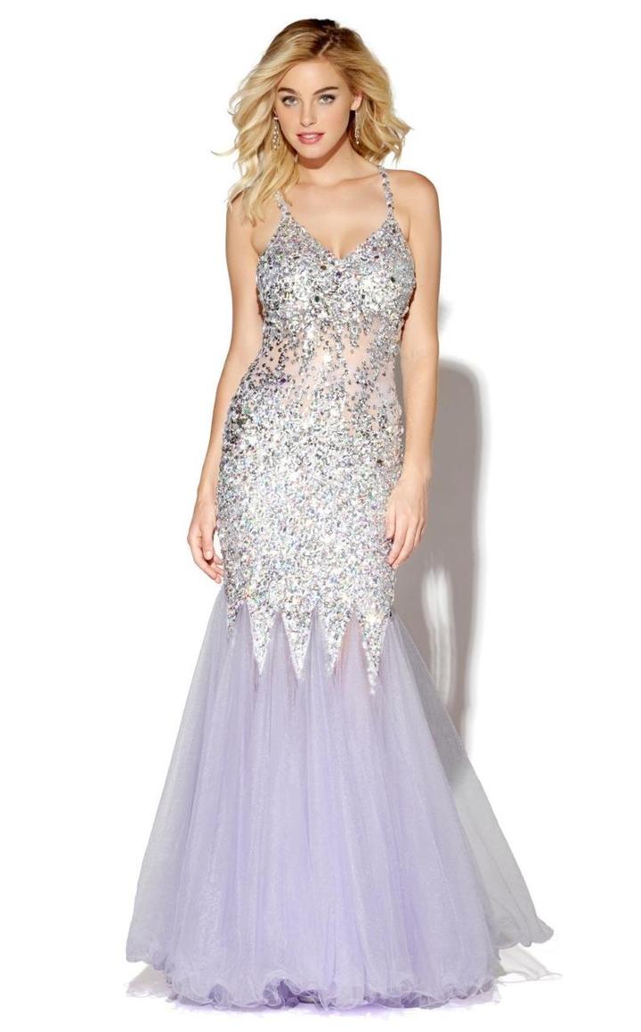 Jolene Collection - 16178 Dazzling V Neck Mermaid Gown