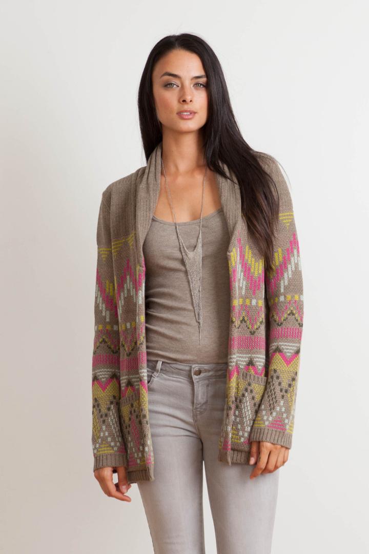 Goddis - Florence Jacquard Boyfriend Cardigan In Kiwi