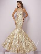 Tiffany Designs - 46095 Lace Appliqued Fitted Mermaid Gown