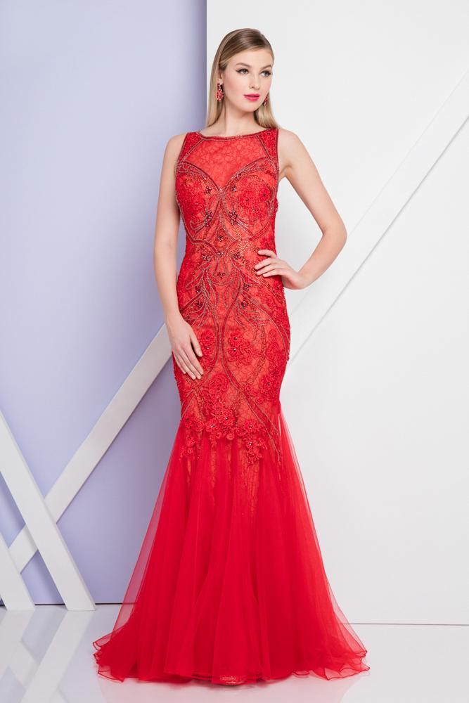 Terani Couture - 1721gl4419 Sleeveless Beaded Floral Trumpet Gown