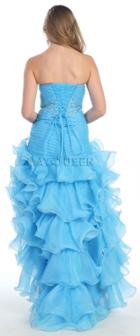 Glittering And Ruched Semi-sweetheart Ruffled A-line Dress