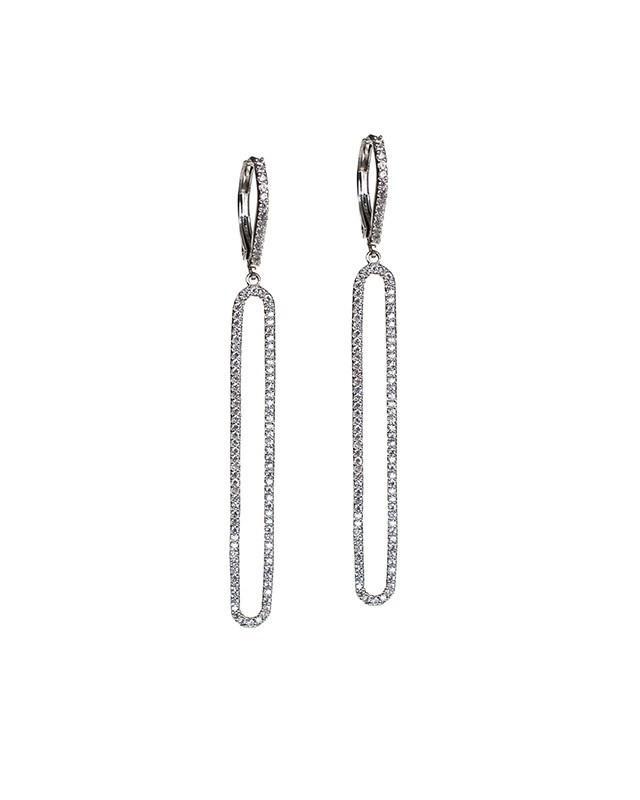 Cz By Kenneth Jay Lane - Elongated Open Oval Earrings