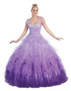 May Queen - Lk 37 Strapless Ombre Ruffled Ballgown