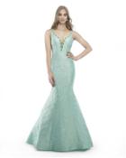 Morrell Maxie - 15824 Fitted Floral Plunging Mermaid Gown