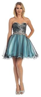 May Queen - Fancy Embellished Sweetheart Neck A-line Dress Mq1249
