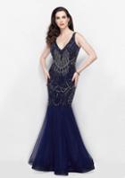 Primavera Couture - 3001 Embellished V-neck Trumpet Dress
