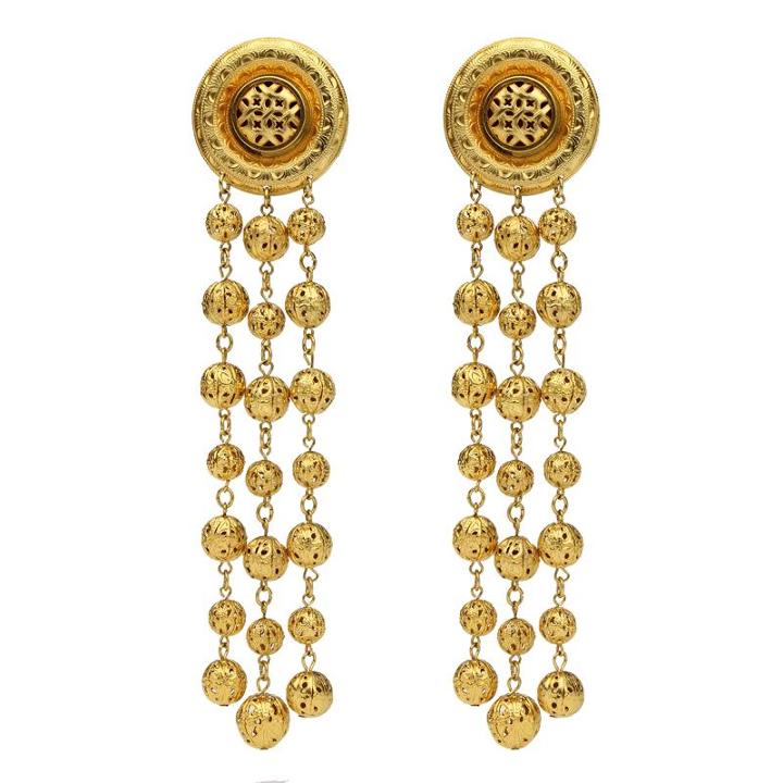Ben-amun - Gold & Pearl Long Tassel Clip On Earrings