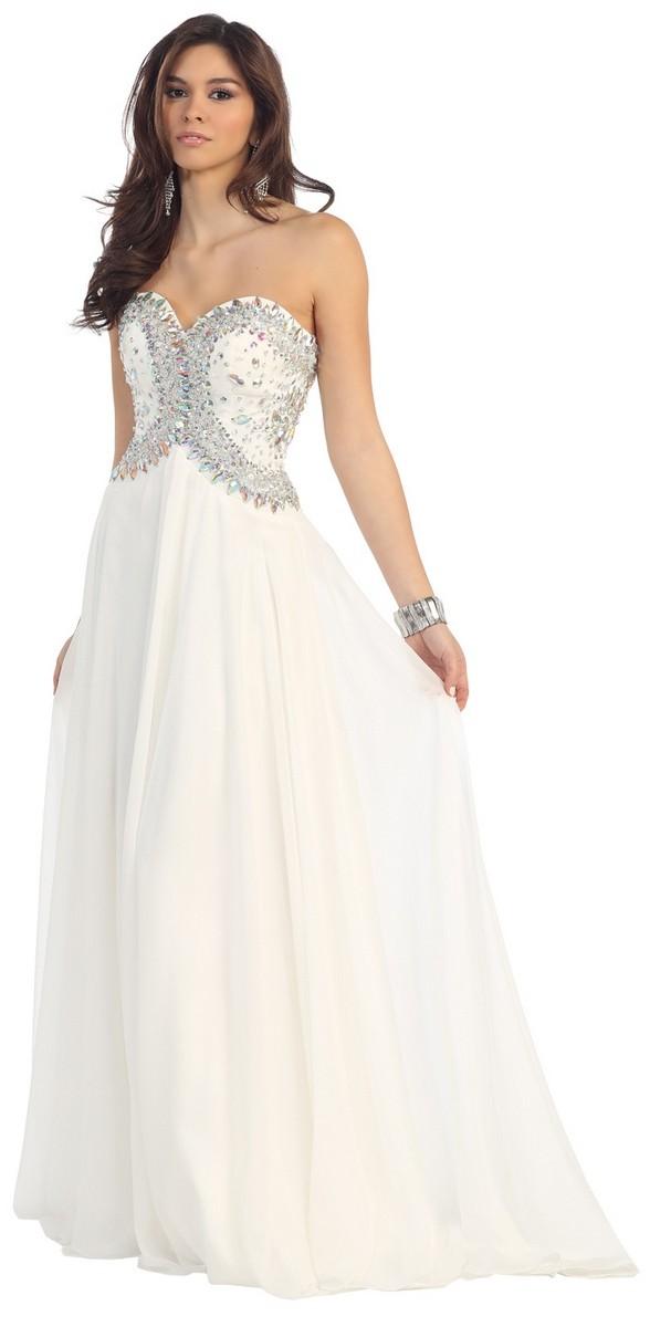 Elegant Strapless Rhinestones Pleated Dress