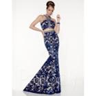 Panoply - Two-piece Ornate High Halter Lace Trumpet Gown 14837