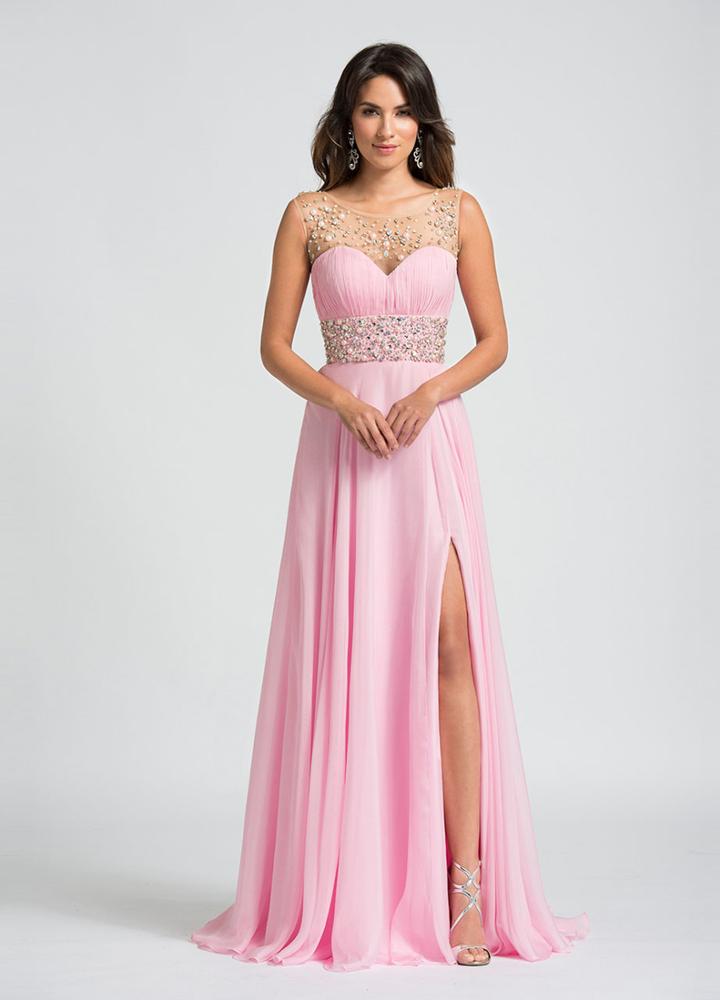 Ashley Lauren - 1064 Beaded Illusion Bateau Evening Dress