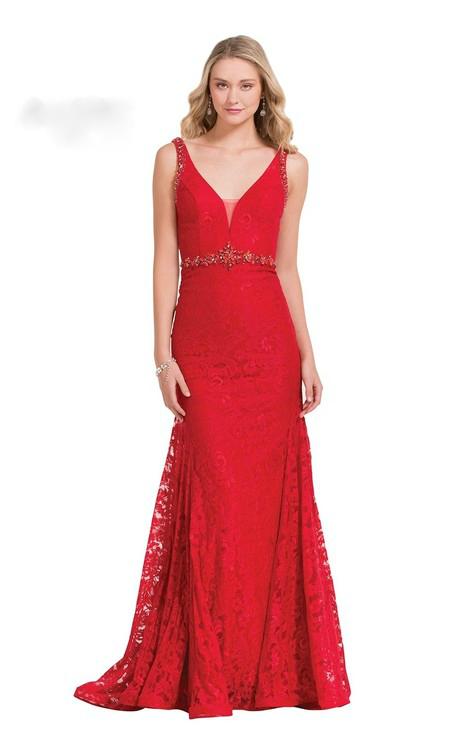 Alyce Paris - 6884 Embellished V-neck Trumpet Dress