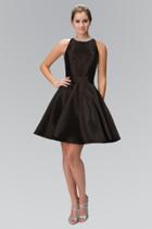 Elizabeth K - Jeweled Collar High Neck Charmeuse Dress Gs1441