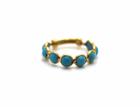 Tresor Collection - Turquoise Round Stackable Ring Bands With Adjustable Shank In 18k Yellow Gold
