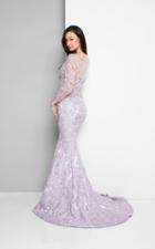 Terani Couture - Mermerizing Long-sleeve Beaded Floral Printed Mermaid Gown 1713m3499.