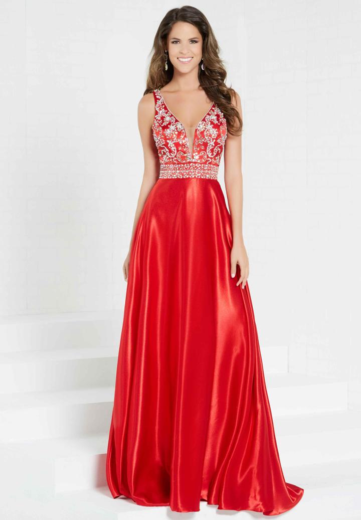 Tiffany Homecoming - 16302 Beaded Deep V-neck A-line Dress