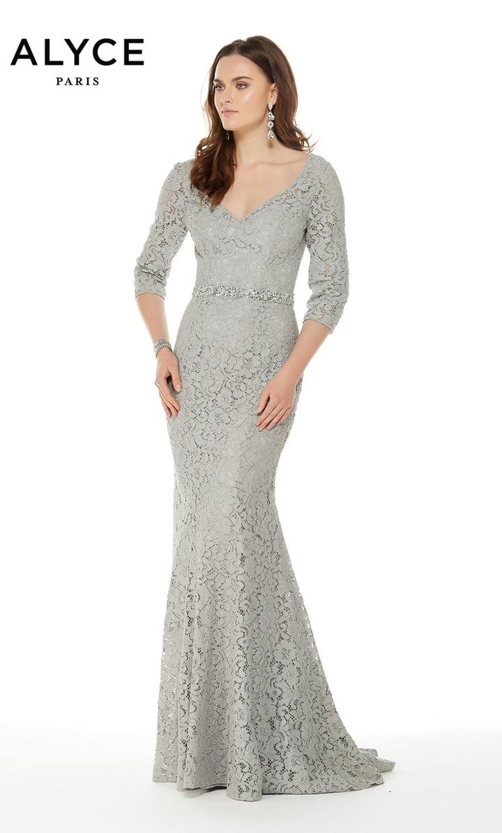 Alyce Paris - 27004 Quarter Length Sleeves Fitted Evening Dress